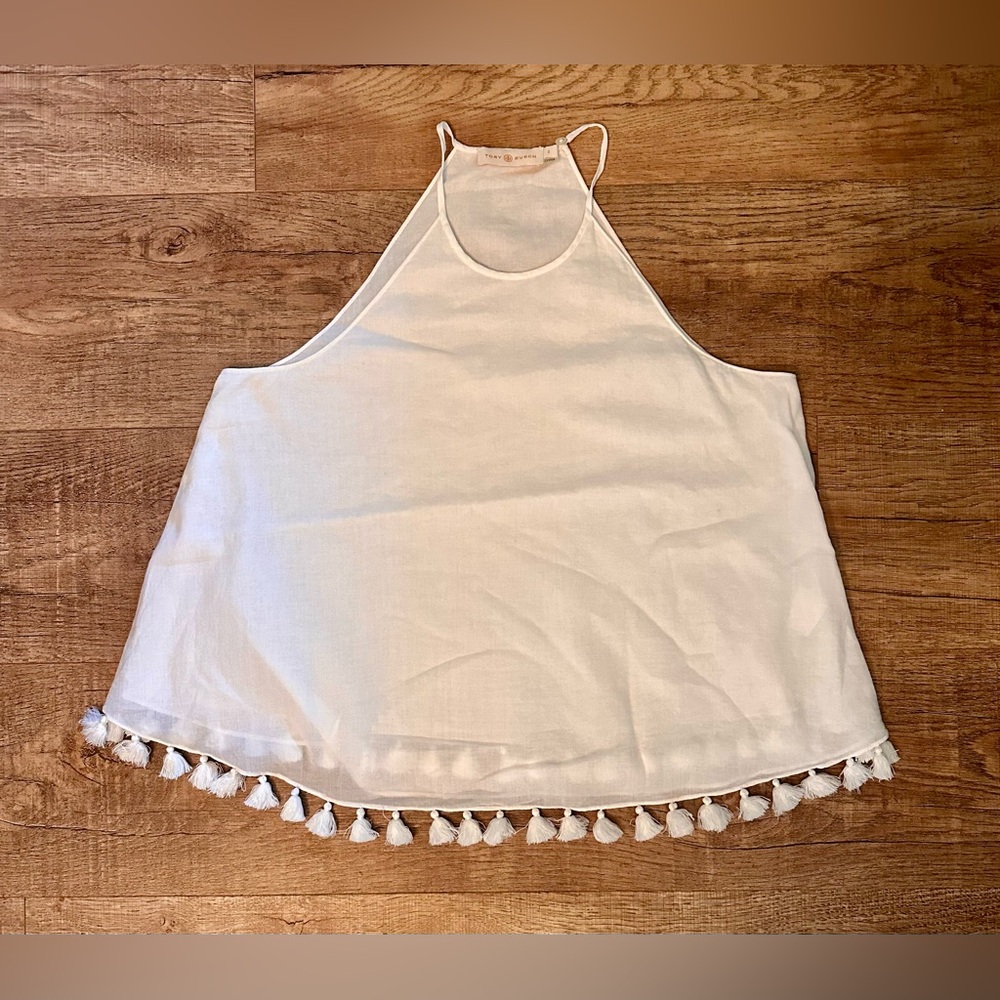 Tory Burch White Tassel Sleeveless Top Size XS